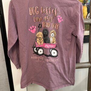 Simply Southern Youth Long Sleeve Tee – Size M – Dog Graphic